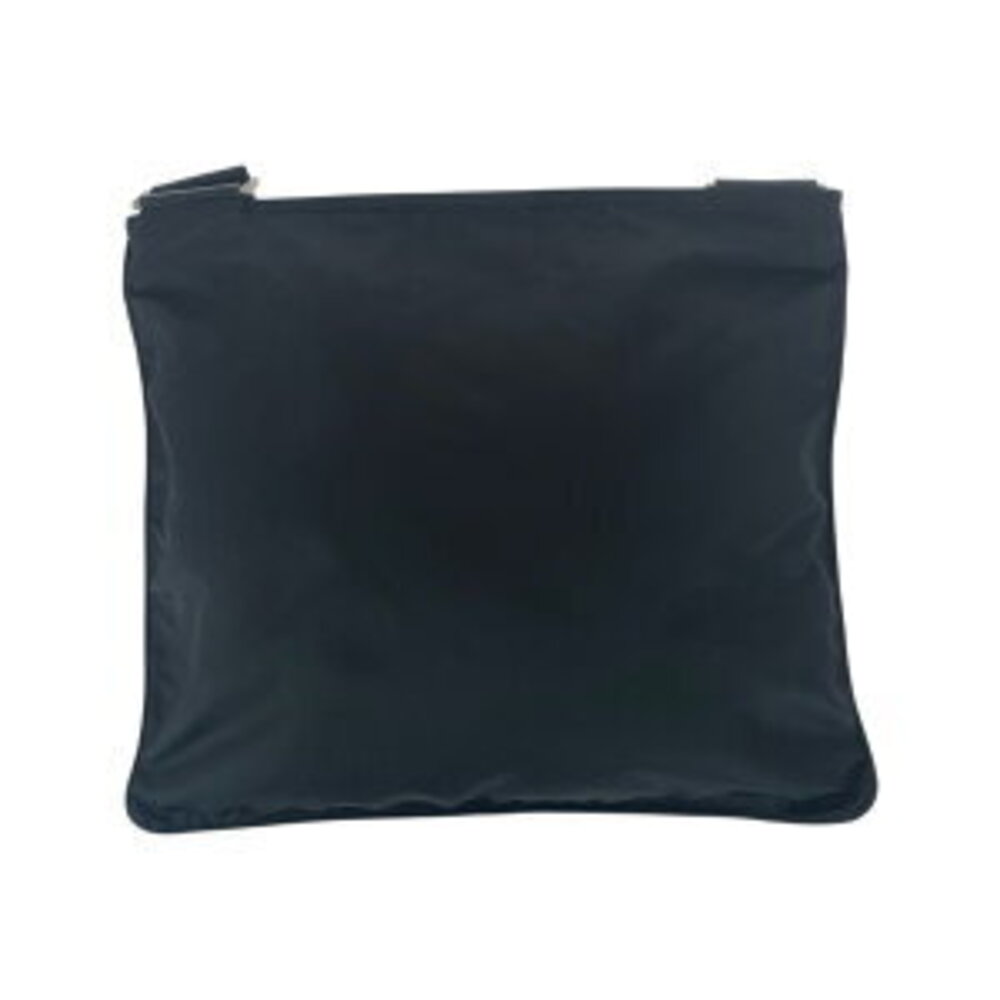 Prada plate nylon bag triangular shoulder logo Tessuto black